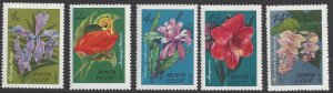 Russia #3924-29 MNH set c/w ss, various flowers, issued 1971