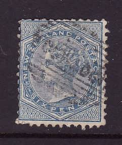 New Zealand-Sc#55-used 6p blue Queen Victoria-1874-