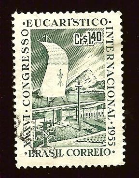 Brazil 825 Congress Altar, Sail, Surgarloaf Mt. used~hinged