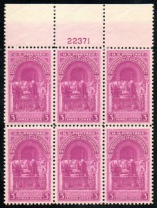 US #854 XF-SUPERB OG NH, Plate Block w/ top, rich color, GEM!