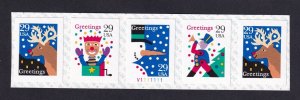 Scott #2799b (2796-99) Snowman Coil Strip of 5 Stamps - MNH