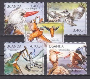 Uganda, Michel cat. 2785-2789. Kingfisher Birds issue.
