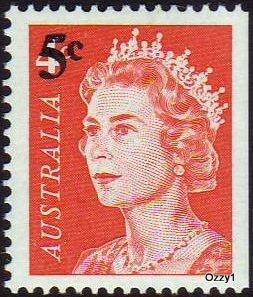 Australia 1967 Sc#398, SG#414 5c Red Surcharge Queen Elizabeth II MNH