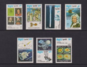 Cambodia  #705-711  MNH   1986  Halley`s comet .  spacecraft