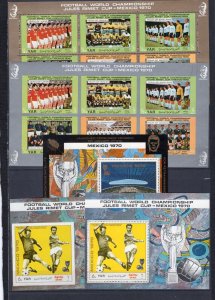 YAR 1970 SOCCER WORLD CUP MEXICO 2 SHEETS OF 6 STAMPS & 3 S/S MNH