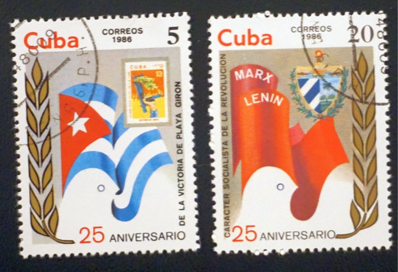 CUBA Sc# 2858-2859  BAY OF PIGS revolution CPL SET of 2  1986  MNH mint