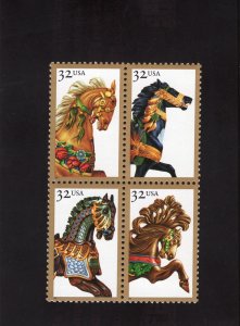 2976-2979 Carousel Horses, MNH blk/4