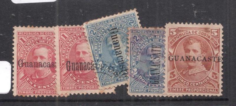 Costa Rica Guanacaste Lot of Five Postal Fiscals mint/used (5dmn)