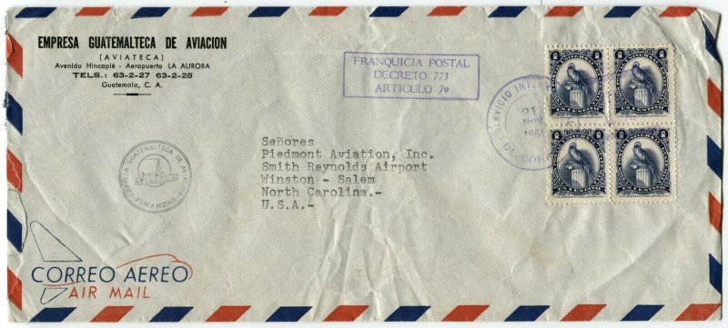 GUATEMALA to USA Airmail Registered Cover Latin America #354 Stamps Postage 1961