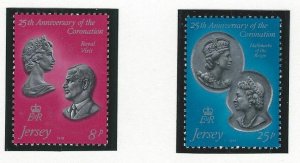 Jersey QEII 25th Coronation ann.  mnh sc 195-196