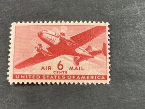 U.S.# C25-MINT NEVER/HINGED---SINGLE---CARMINE---AIR-MAIL---1941