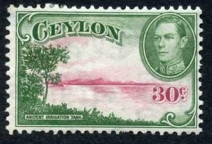 Ceylon SG393 KGVI 30c Carmine and Green Wmk Mult Script CA M/M 