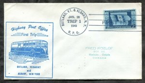 d73 - HPO Cover 1949 First Trip RUTLAND VT and ALBANY NY