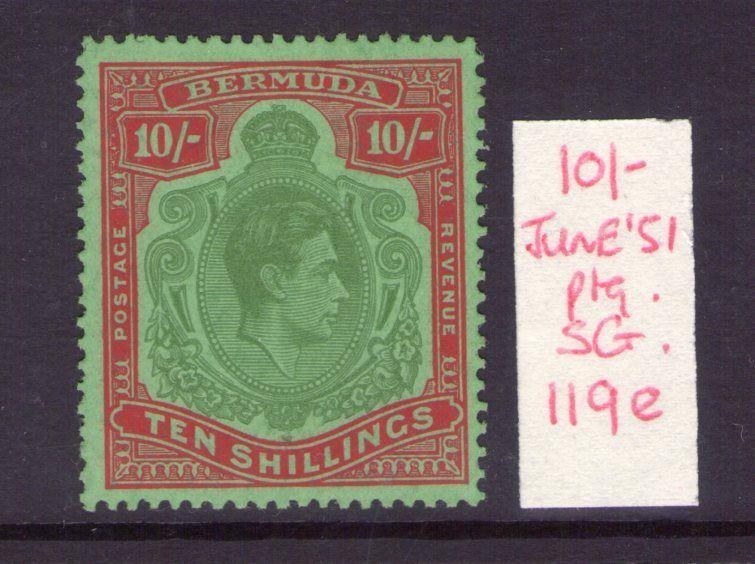 BERMUDA SG119e Jun 51 ptg perf 13 ordinary paper Green & vermilion/green hinged