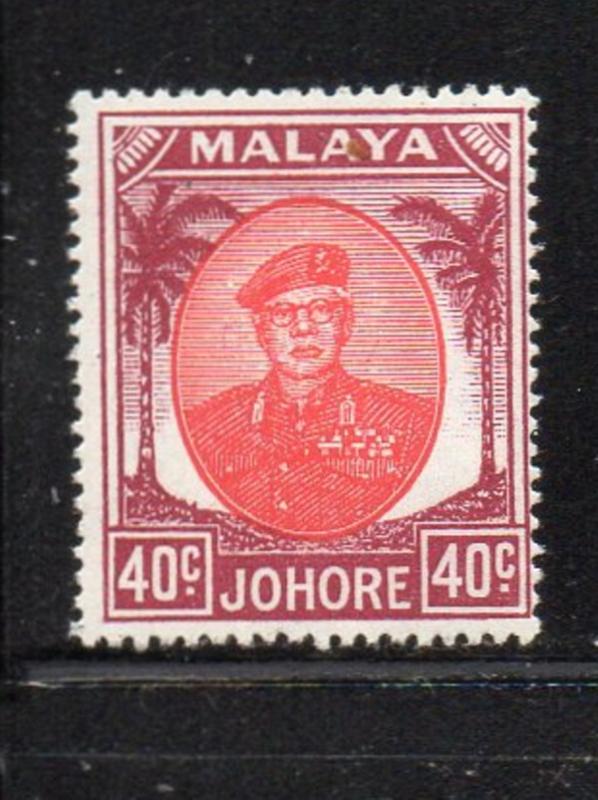 Malaya Johore Sc 146 1949 19c violet & red Sultan Ibrahim stamp mint NH