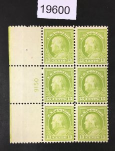 MOMEN: US STAMPS # 513 MINT OG NH PLATE BLOCK OF 6 $240  LOT #19600