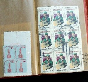 US Stamp Collection Blocks Used 48 Blocks (238 Stamps) in Pocket Block File