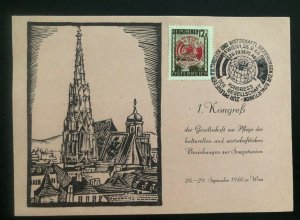 1946 Vienna Austria First Day Postcard Cover Philatelic Congress