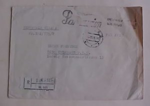 ALBANIA OFFICIAL COVER 1965 REGISTERED TIRANE GERMAN BACKSTAMP