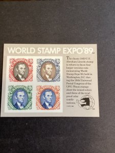 Scott# 2433 MNH World Stamp Expo '89 Abraham Lincoln Souvenir Sheet-1989-US