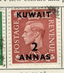 KUWAIT; 1950 early GVI surcharged issue fine used 2a. value