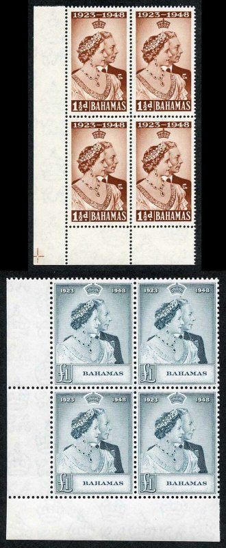 Bahamas 1948 Royal Silver Wedding SG194/5 U/M (MNH) BLOCK OF 4