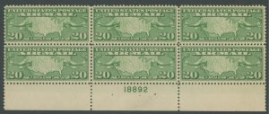 USA C9 - 20 cent Map & Planes Airmail - F/VF Mint nh plate block of 6