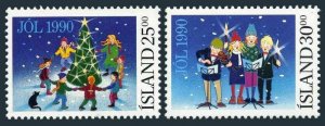 Iceland 716-717,MNH.Michel 736-737. Christmas 1990.Carolers.