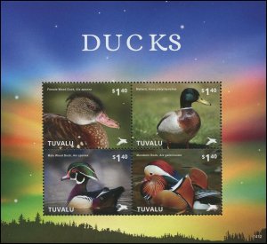 Tuvalu 2014 Sc 1289 - Birds Ducks mandarin wood duck mallard CV $10.50