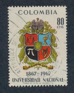 Colombia 1968 Scott 783 used - 80c, Arms of Ntl University 