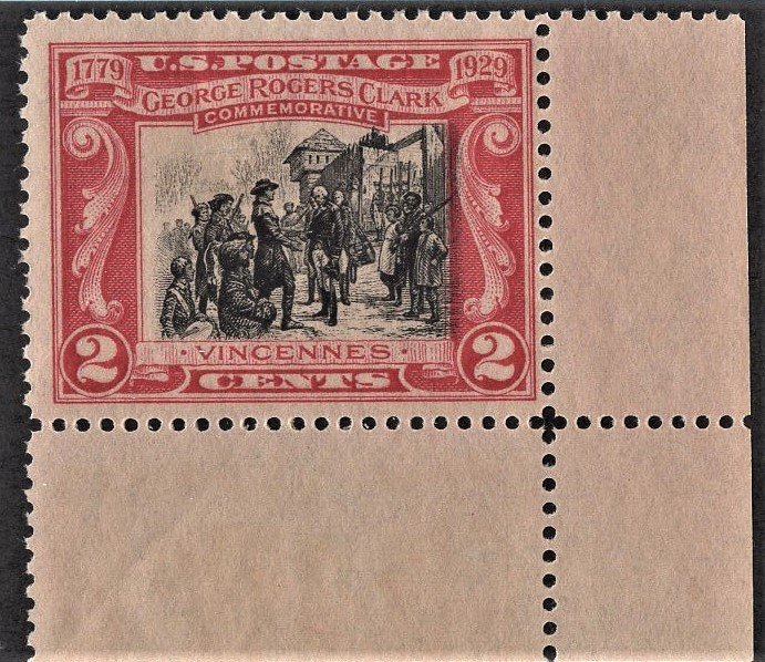 US 651 MNH VF 2 Cent Margin Single George Rogers Clark