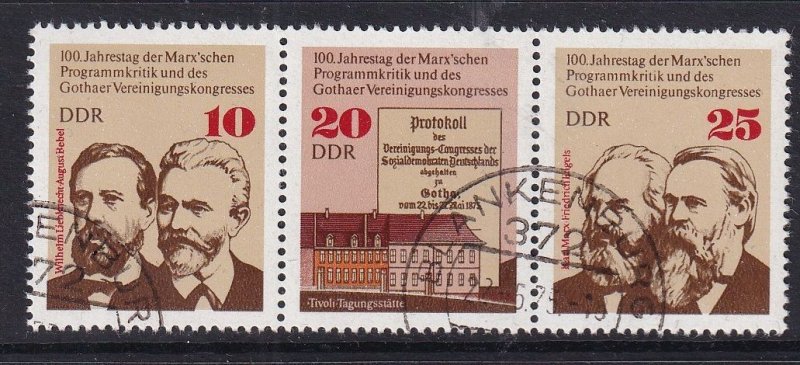 German Democratic Republic DDR  #1650-1652a cancelled 1975 Gotha  . strip of 3