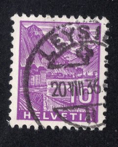 Switzerland 1934 10c bright violet Castle, Scott 221 used, value = 25c