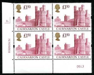 Spec UK7 1992 One Pound 50p Harrison Castle PVAD 2L Plate Block