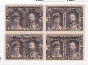 CANADA # 96i VF-MNH BLOCK OF 4 RE-ENTRY 1/2cts QUEBEC CAT VALUE $720