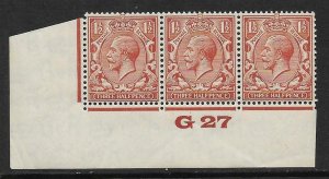 1½d Brown Block Cypher Control G27 imperf UNMOUNTED MINT/MNH