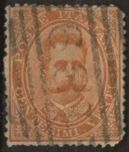 Italy 47 (used, pulled corners, adhesion) 20c Umberto I, org (1879)