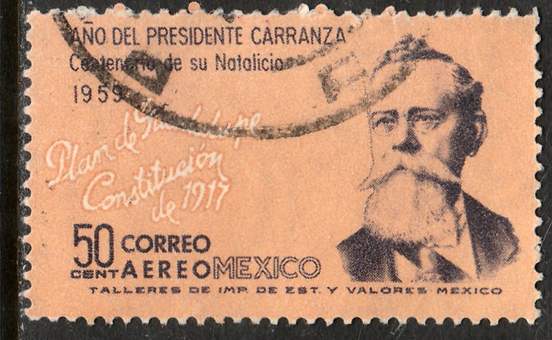 MEXICO C246, 50c Centenary Birth of Pres. Carranza Used F-VF. (623)