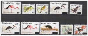 Tanzania 1998-2004 Birds Sunbird Pigeon Bird Definitive Overload Set 10v-