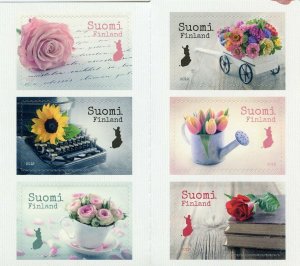 Finland 2019 MNH Say It with Flowers Tulips Roses 6v S/A Booklet Flora Stamps 