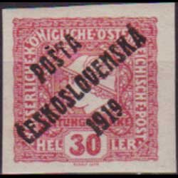 CZECHOSLOVAKIA 1919 - Scott# B31 Opt.Imperf. 30h LH