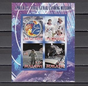 Malawi, 2008 Cinderella issue. Apollo 7, IMPERF sheet of 4.