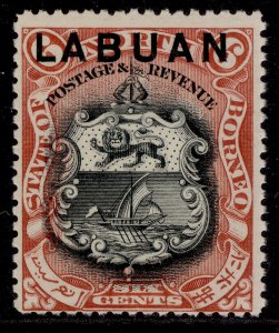 NORTH BORNEO - Labuan QV SG93, 6c brown-lake, NH MINT. Cat £10.