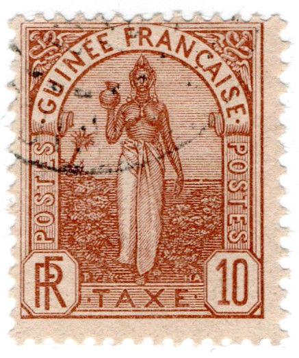 (I.B) France Colonial Revenue : Guinea Post Tax 10Fr