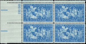 Scott # 1123 1958 4c lt bl  Forbes, Washington
& Bouquet   Plate Block - Uppe...