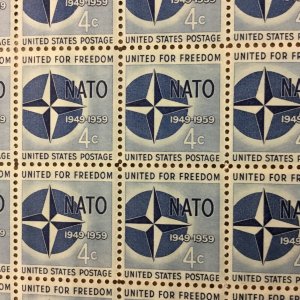 1127    NATO—- 10th Anniversary   MNH 4 cent sheet of 70   FV $2.80.  1959