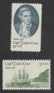 SC# 1732-33 - (13c) - Captain Cook & Resolution & Discovery MNH singles