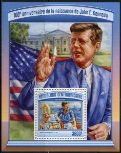 CENTRAL AFRICA 2017 100th BIRTH ANNIVERSARY  OF JOHN F. KENNEDY S/S MINT NH