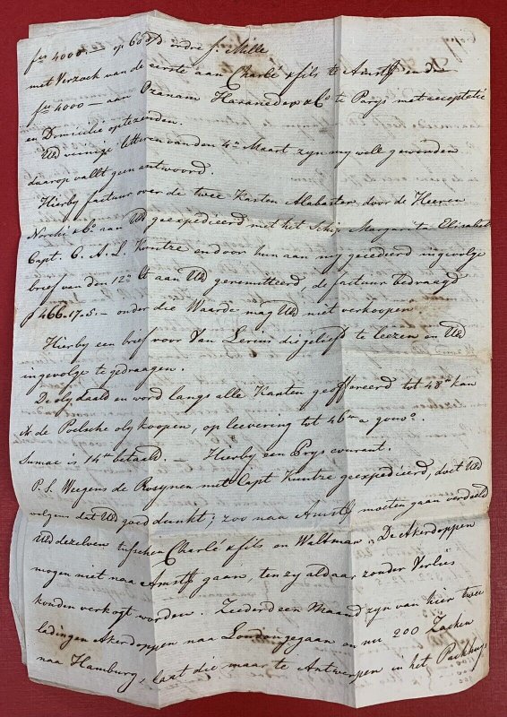 Italy, 1802, Stampless Cover/ 3 1/2 Page Folded Letter, from Livorno to Brussels