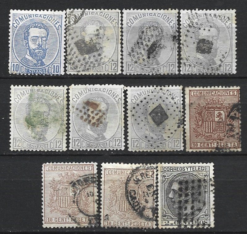COLLECTION LOT 8277 SPAIN 11 STAMPS 1872+ CV+$30 (# 181 MNH )